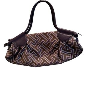 a. testoni Italian Designer Handbag Leather Signature Monogram Fabric New